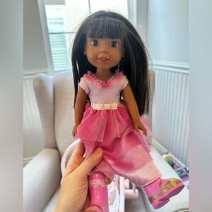 American Girl Doll named Ashlyn in Pink and Gold Dress